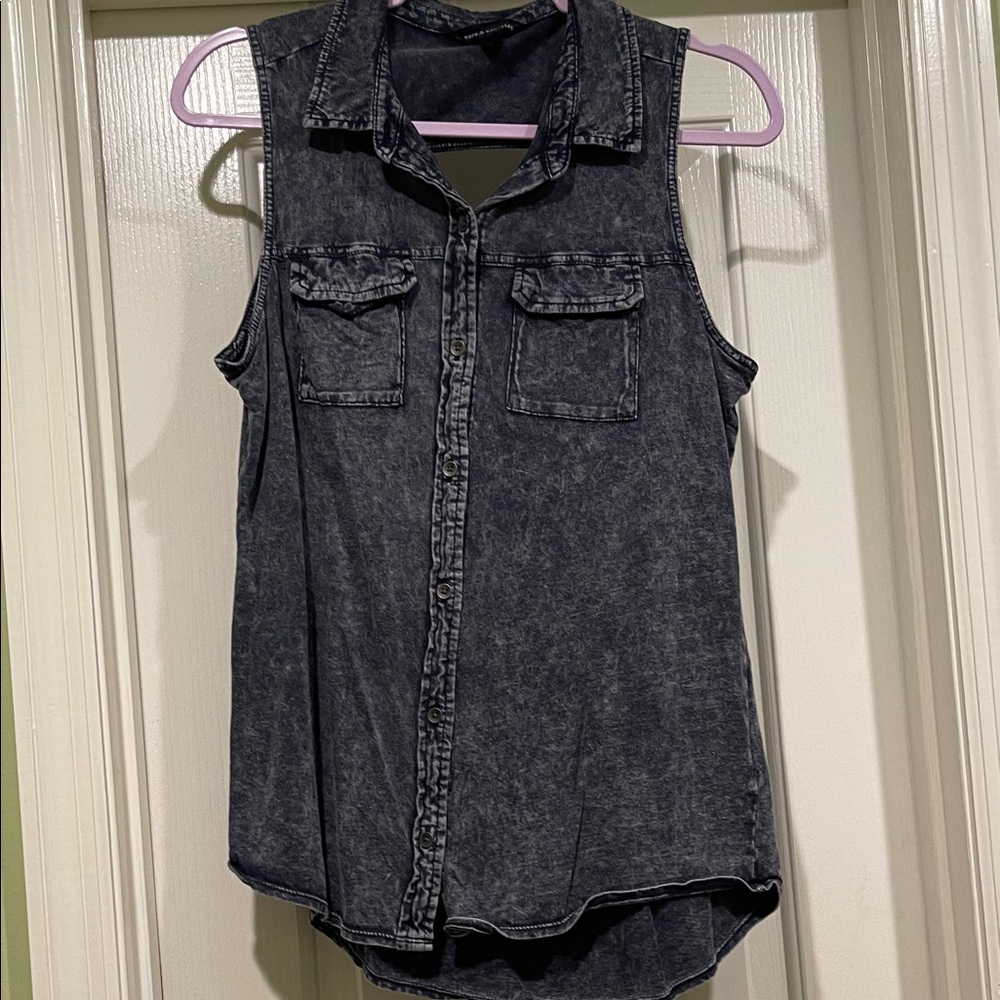 Rock & Republic Black Sleeveless Denim Top